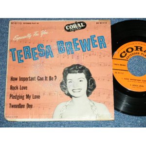 画像: TERESA BREWER - EXSPCIALLY FOR YOU   ( VG++.VG+++, Ex )  / 1950's  US AMERICA ORIGINAL  MONO Used 7"45 rpm EP with PICTURE SLEEVE 