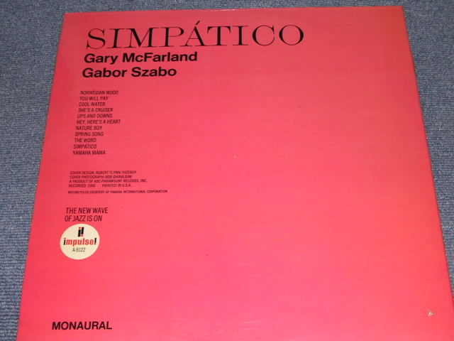 画像: GARY McFARLAND & GABOR SZABO - SIMPATICO / 1968 US ORIGINAL MONO LP