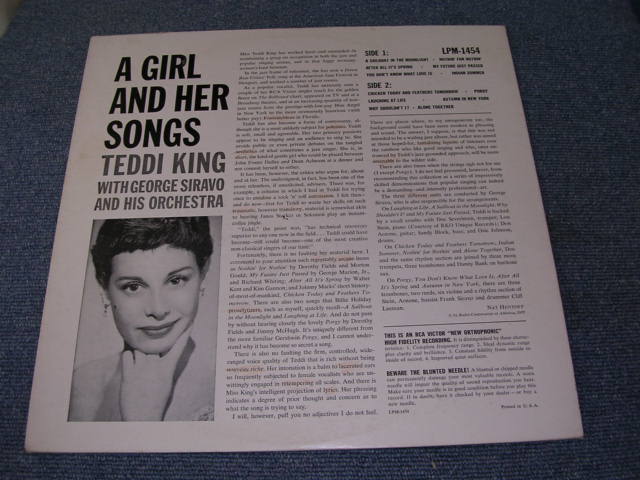 画像: TEDDIE KING - A GIRL AND HER SONGS / 1957 US ORIGINAL MONO LP