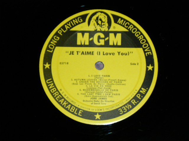 画像: JONI JAMES - JE T'AIME (I LOVE YOU) ( Ex+.Ex-/Ex+++ ) / 1958 US ORIGINAL YELLOW LABEL MONO LP