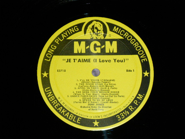 画像: JONI JAMES - JE T'AIME (I LOVE YOU) ( Ex+.Ex-/Ex+++ ) / 1958 US ORIGINAL YELLOW LABEL MONO LP