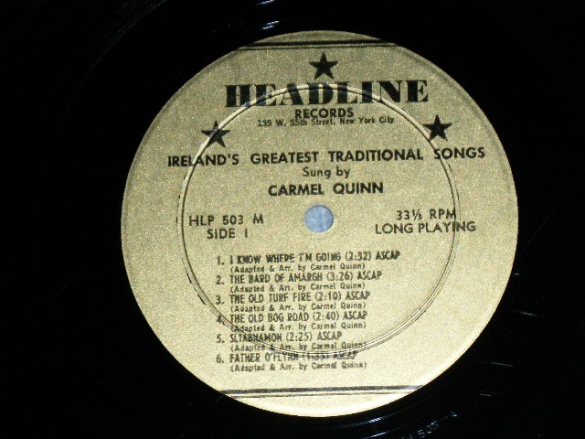 画像: CARMEL QUINN - IRELAND'S GREATEST TRADITIONAL SONGS / 1955 US ORIGINAL MONO Used LP 