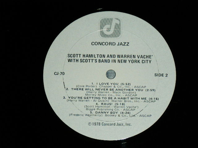 画像: SCOTT HAMILTON and WARREN VACHE - WITH SCOTT'S BAND IN NEW YORK CITY  / 1978 US AMERICA ORIGINAL Used LP  