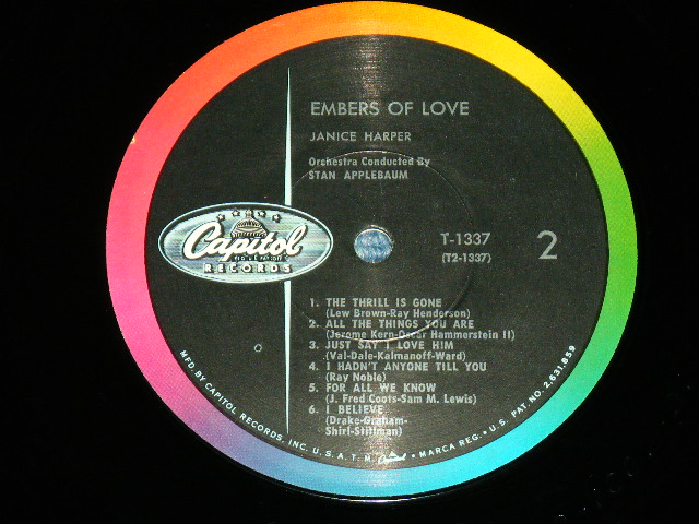 画像: JANICE HARPER - EMBERS OF LOVE  / 1960 US AMERICA ORIGINAL Mono LP  