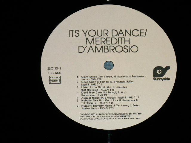 画像: MEREDIOTH D'AMBROSIO - ITS YOUR DANCE  ( MINT-/MINT- ) / 1985 US AMERICA ORIGINAL Used LP  