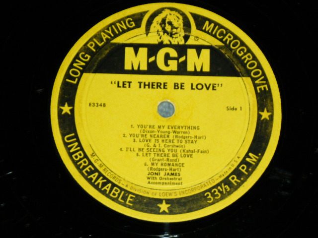 画像: JONI JAMES - LET THERE BE LOVE ( Ex/VG++ )  / 1956 US ORIGINALYELLOW LABEL MONO Used LP