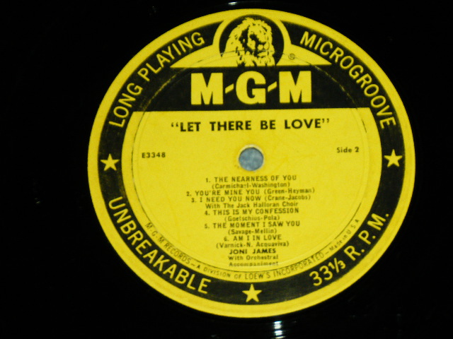 画像: JONI JAMES - LET THERE BE LOVE ( Ex/VG++ )  / 1956 US ORIGINALYELLOW LABEL MONO Used LP