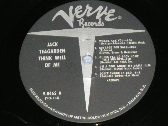 画像: JACK TEAGARDEN - THINK WELL OF ME / 1962 US ORIGINAL MONO Used LP  