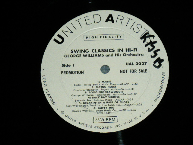 画像: GEORGE WILLIAMS and His ORCHESTRA - SWING CLASSICS IN HI-FI   / 1959 US America ORIGINAL WHITE LABEL PROMO  MONO Used  LP