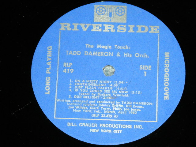 画像: TADD DAMERON Orchestra ( featuring BILL EVANS,JOHNNY GRIFFIM,JOE WILLIAMS,CLARK TERRY,PHILLY JOE JONES) - THE MAGIC TOUCH / 1962 US AMERICA ORIGINAL MONO   Used LP  