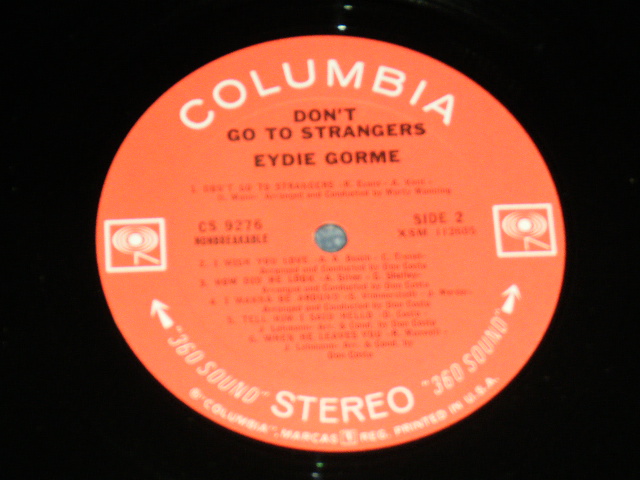 画像: EYDIE GORME - DON'T GO TO STRANGER ( Ex+/Ex+++ ) / 1966 US AMERICA ORIGINAL "360 Sound Label" STEREO Used LP