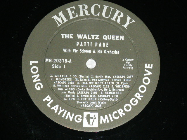 画像: PATTI PAGE   - THE WALTZ QUEEN : 2nd Press Jacket : "MERCURY LOGO" on Left Upper Corner  ( Ex++/MINT- )  / 1959 US AMERICA ORIGINAL 2nd Press Jacket MONO Used LP 