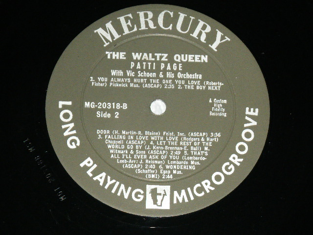 画像: PATTI PAGE   - THE WALTZ QUEEN : 2nd Press Jacket : "MERCURY LOGO" on Left Upper Corner  ( Ex++/MINT- )  / 1959 US AMERICA ORIGINAL 2nd Press Jacket MONO Used LP 