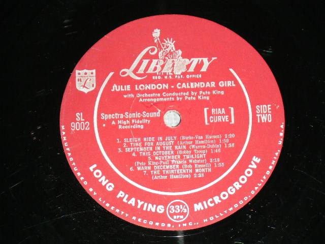 画像: JULIE LONDON - CALENDAR GIRL ( Ex-/VG+++ ) / 1956 US AMERICA ORIGINAL MONO MARLOON  LABEL Used LP