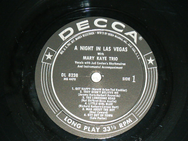 画像: The MARY KAYE TRIO ( Most Famous FEMALE GUITARIST )  - A NIGHT IN LAS VEGAS  / 1956 US ORIGINAL MONO LP