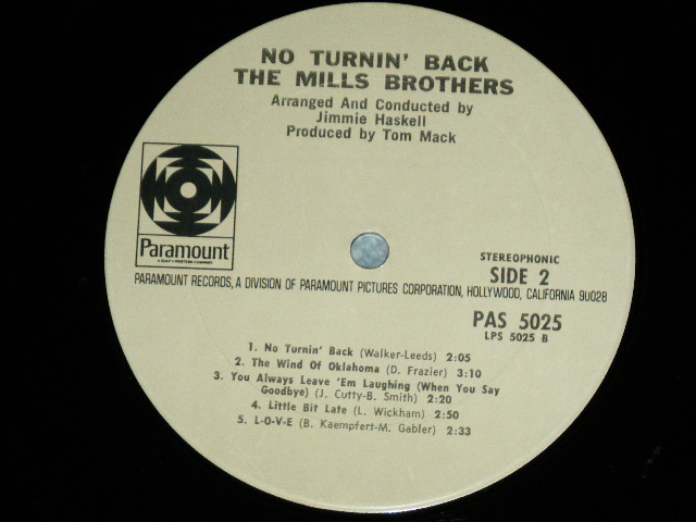 画像: The MILLS BROTHERS - NO TURNIN' BACK  ( Ex++/Ex++ ) /  1971 US AMERICA ORIGINAL Used LP 