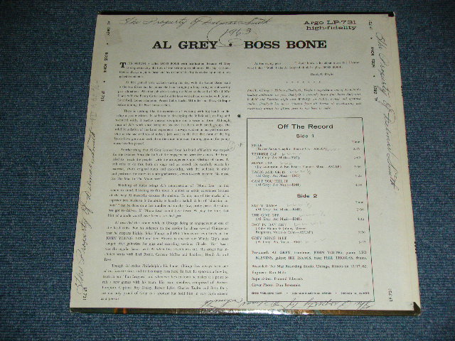 画像: AL GREY - BOSS BONE  ( Ex++/Ex+++ )  / 1960  US AMERICA ORIGINAL "DARK BLUE Label" STEREO  Used LP 