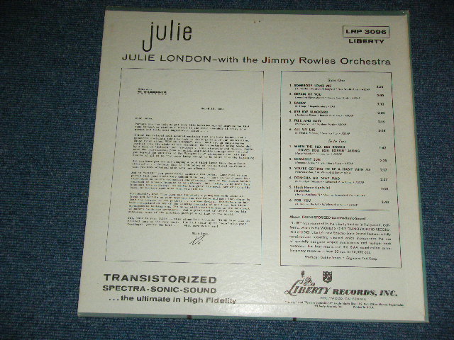 画像: JULIE LONDON - JULIE  ( Turquoise color Label FC:Ex+++,BC:Ex++/A:Ex++,B:MINT- ) / 1957 MONO "1st PRESS Turquoise Color LABEL" Used LP