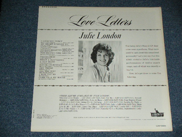 画像: JULIE LONDON - LOVE LETTERS ( Ex+++/MINT- ) /1962 US AMERICA ORIGINAL MONO LP