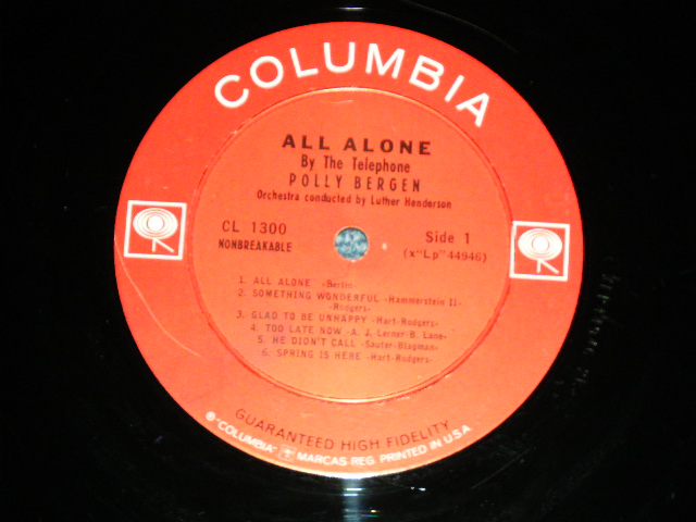 画像: POLLY BERGEN - ALL ALONE BY THE TELEPHONE (Ex-,VG+++/Ex-)) / 1959 US 2nd Press "2 EYE'S LABEL" MONO Used LP 