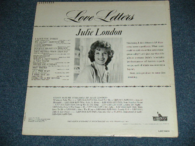 画像: JULIE LONDON - LOVE LETTERS ( Ex+/Ex+ ) /1962 US AMERICA ORIGINAL MONO LP