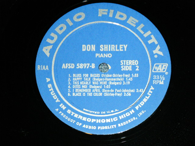 画像: DON SHIRLEY   - DON SHIRLEY  ( Ex+++/Ex+++) /1959 ORIGINAL "DARK BLUE  LABEL" STEREO Used LP