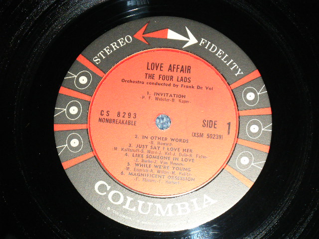 画像: The FOUR LADS - LOVE AFFAIR  ( Ex+++/Ex+++) / 1960 US ORIGINAL "1st PRESS 6 EYES Label"  STEREO Used LP