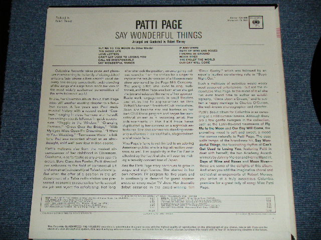 画像: PATTI PAGE - SAY WONDERFUL THINGS (Ex+/Ex+++) /1963 US AMERICA  ORIGINAL"2 EYES with GURANTEED HUGH FIDELITY Label" MONO Used  LP 