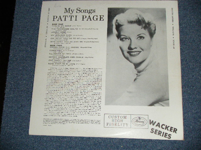 画像: PATTI PAGE -  THIS IS MY SONG  ( Ex+++/Ex+++ )  /1955 US AMERICA  ORIGINAL 1st Press "CUSTOM HIGH FIDELITT credit on Front Cover" "BLACK with SILVER Print Label"  MONO Used LP