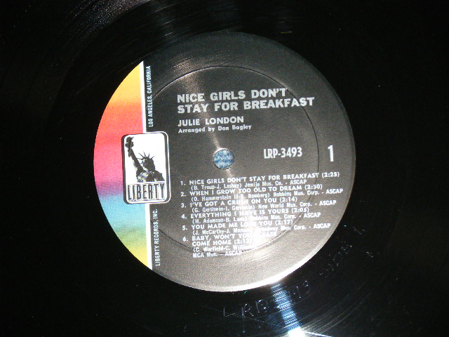 画像: JULIE LONDON - NICE GIRL DON'T STAY FOR BREAKFAST  ( MINT/MINT )   )  / 1967 US AMERICA ORIGINAL "1st Press Label" MONO Used LP 