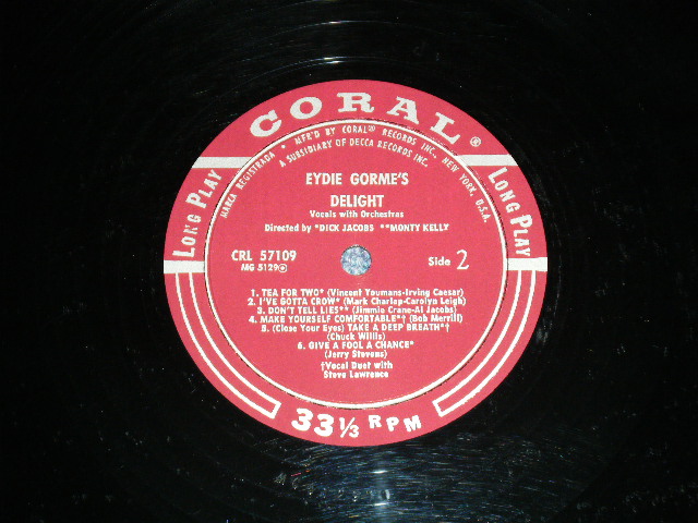 画像: EYDIE GORME - EYDIE GORME'S DELIGHT ( Ex+/Ex++) / 1957 US AMERICA ORIGINAL 1st Press "MAROON Label" MONO LP