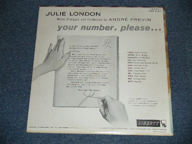 画像: JULIE LONDON - YOUR NUMBER PLEASE (Ex+++/MINT-). / 1960 Version US AMERICA ORIGINAL 2nd Press "COLOR LIBERTY on LEFT  Labei" MONO Used LP