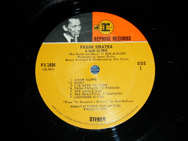 画像: FRANK SINATRA - A MAN ALONE & Other Songs of Rod McKuen ( Ex++/Ex+++,Ex+ ) / 1969 US AMERICA  ORIGINAL "CUSTOM LABEL Design"  STEREO Used  LP 