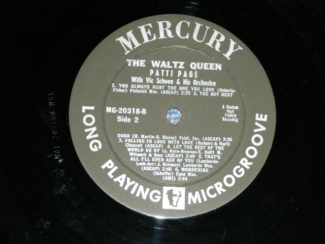 画像: PATTI PAGE   - THE WALTZ QUEEN : 2nd Press Jacket : "MERCURY LOGO" on Left Upper Corner  ( Ex+++,Ex+/Ex++)  / 1959 US AMERICA ORIGINAL 2nd Press Jacket MONO Used LP 