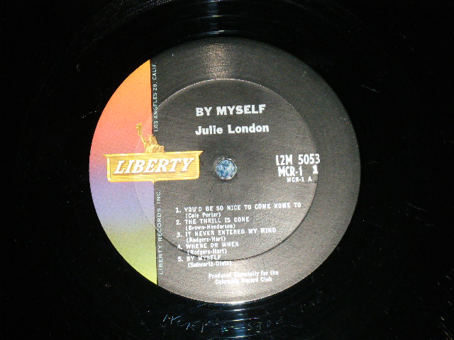 画像: JULIE LONDON - BY MYSELF ( Ex++,Ex+/MINT- )  /1963? US AMERICA ORIGINAL "1st Press GOLD Color Logo Label" Used LP