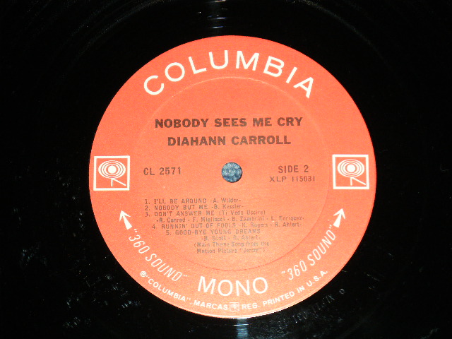 画像: DIAHANN CARROLL - NOBODY SEES McCRY ( Ex++/Ex++ )   / 1966 US AMERICA ORIGINAL "360 SOUND Label" "PROMO"  MONO Used  LP 