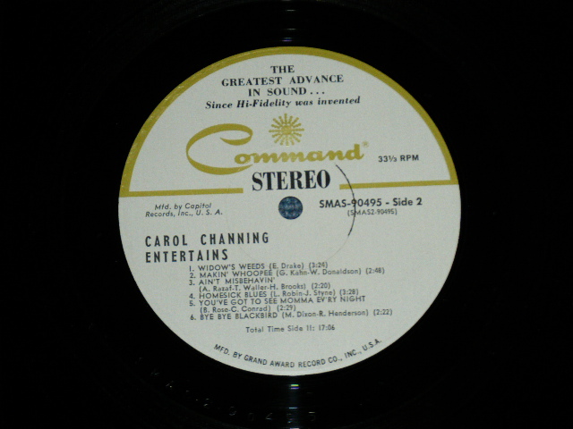 画像: CAROL CHANNING - ENTERTAINS ( Ex++/Ex+++ ) / 196? US AMERICA ORIGINAL "CAPITOL Record Club Relese" Used LP