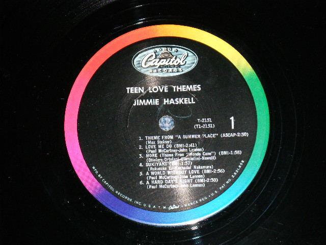 画像: JIMMIE HASKELL and His ORCHESTRA - TEEN LOVE THEMES  ( Ex+/Ex+++ Looks: Ex++)   / 1962S US AMERICA ORIGINAL 1st Press  'BLACK with COLOR Band Label' MONO Used LP  