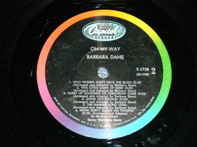 画像: BARBARA DANE - ON MY WAY  ( Ex,VG+ / Ex+ Looks: Ex )  / 1962 US AMERICA ORIGINAL "BLACK with RAINBOW Ring CAPITOL Logo on TOP Label" MONO  Used LP  