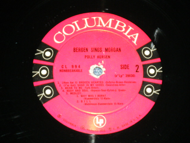 POLLY BERGEN - SINGS SONGS OF HELEN MORGAN ( VG+++/Ex ) / 1957 US ...