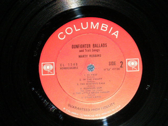 画像: MARTY ROBBINS -  GUNFIGHTER BALLADS AND TRAIL SONGS  (  Ex+/Ex++ Looks:Ex ) / 1960's  US AMERICA 2nd Press "2 Eyes GUARANTEED HIGH FIDELITY on Bottom Label" MONO Used LP 