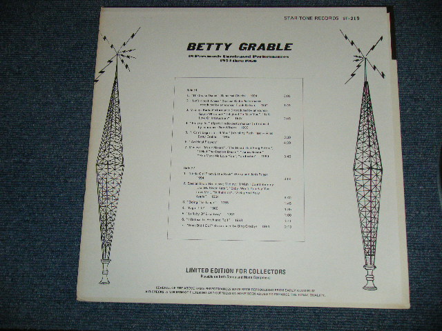 画像: BETTY GRABLE ( MOVIE STAR) - 18 PREVIOUSLY UNRELEASED PERFORMANCES 1934 THRU 1960 ( Ex+++/MINT- )  / 1960 US AMERICA ORIGINAL Used  LP 