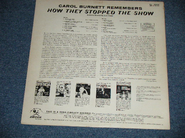 画像: CAROL BURNETT - REMEMBERS : HOW THEY STOPPED THE SHOW  : 1st DEBUT Album ( Ex/Ex+++ ) / 1960  US AMERICA ORIGINAL "PINK Label PROMO" MONO  Used LP 