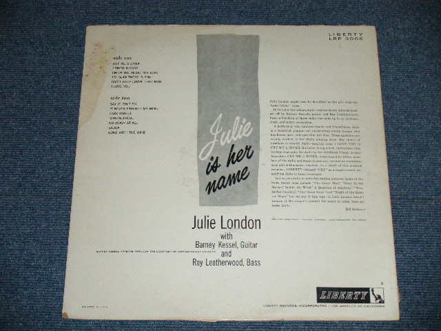 画像: JULIE LONDON - JULIE IS HER NAME ( DEBUT ALBUM )  (E+/Ex++ Looks:Ex+) / 1960 US AMERICA ORIGINAL MONO "2nd Press NON-Credit Front Cover""2nd Press Un-Glossy Jcaket " "3rd Press BACK Cover" "2nd PRESS Color LIBERTY LABEL" Used LP  