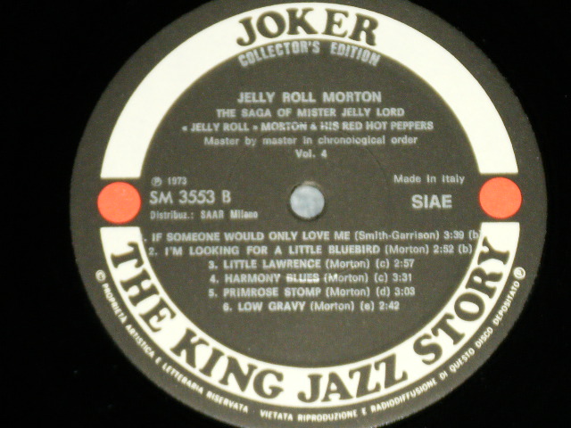 画像: JELLY ROLL MORTON (Pre-War Pioano Jazz) - 4 : THE SAGA OF MISTER JELLY LORD ( Ex++/MINT-) 　/ 1973 Version  US AMERICA Used LP