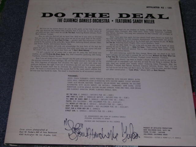 画像: THE CLARENCE DANIELS ORCHESTRA Feat.SANDY MILLER - DO THE DEAL / 1950s US ORIGINAL STEREO LP