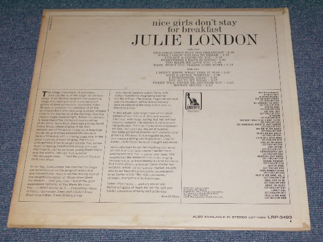 画像: JULIE LONDON - NICE GIRLS DON'T STAY FOR BREAKFAST / 1967 US ORIGINAL MONO LP