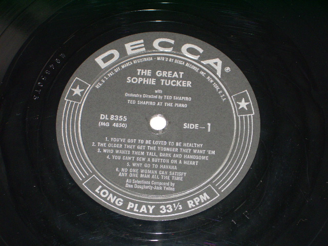 画像: SOPHIE TUCKER - THE GREAT / 1957 US ORIGINAL MONO LP 