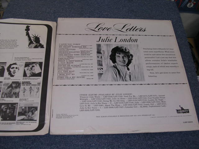 画像: JULIE LONDON - LOVE LETTERS ( Ex++/Ex+++) /1962 US ORIGINAL MONO LP