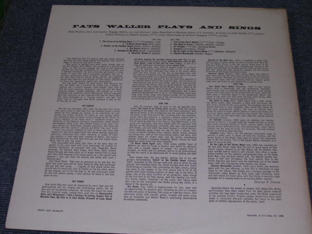 画像: FATS WALLER - PLAYS AND SING / 1956 US ORIGINAL MONO LP  